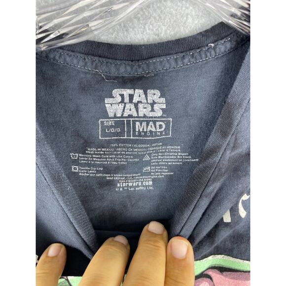 Star Wars Mandalorian T Shirt Men's Size L Black Stone Wash Force Be With You - Picture 2 of 6